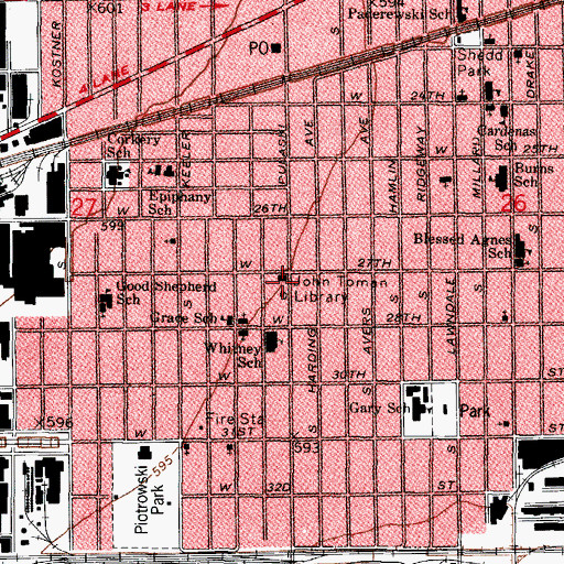 Topographic Map of John Toman Library, IL
