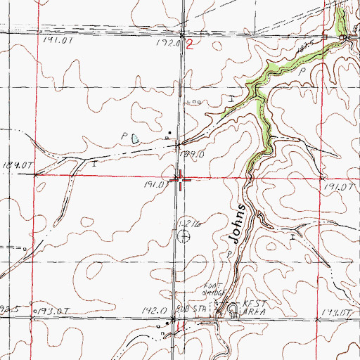 Topographic Map of Johns Creek School (historical), IL