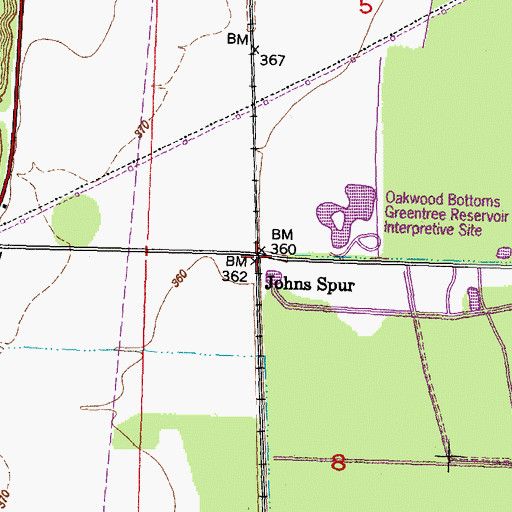 Topographic Map of Johns Spur, IL