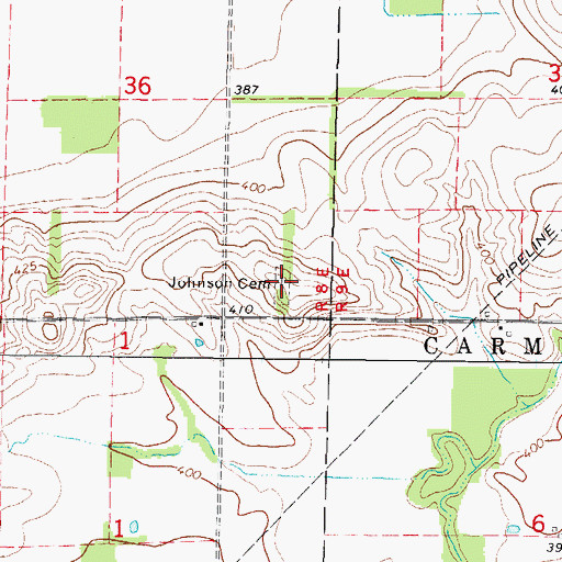 Topographic Map of Johnson Cemetery, IL