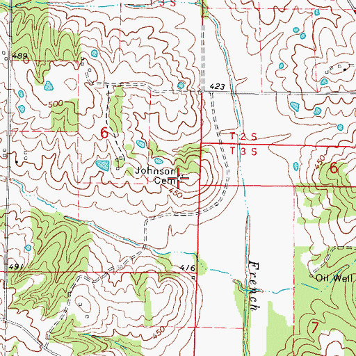 Topographic Map of Johnson Cemetery, IL