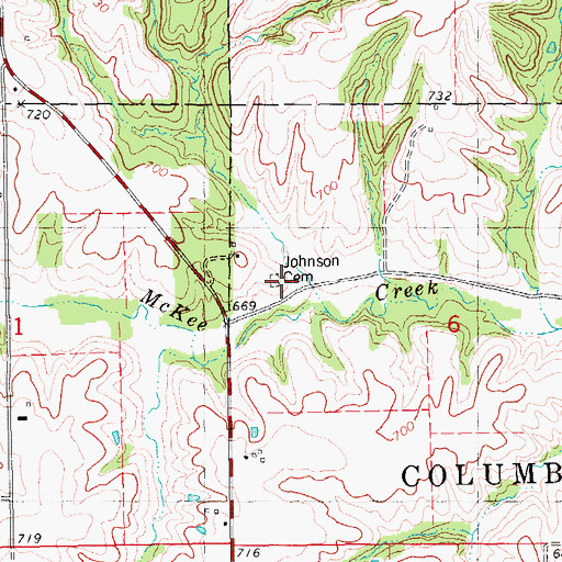 Topographic Map of Johnson Cemetery, IL