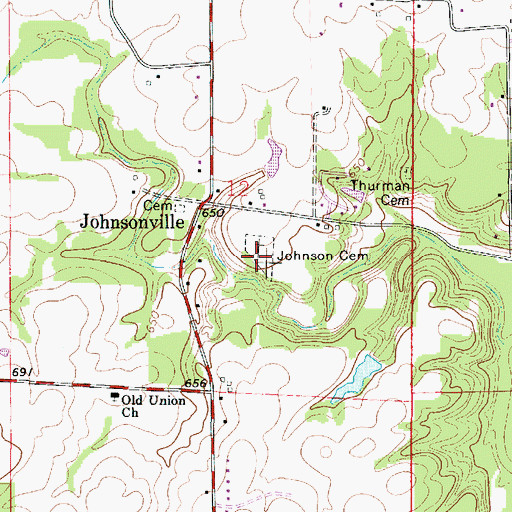 Topographic Map of Johnson Cemetery, IL