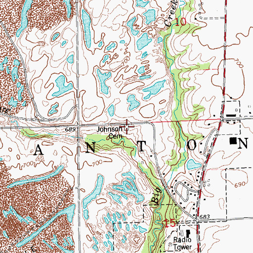 Topographic Map of Johnson Cemetery, IL