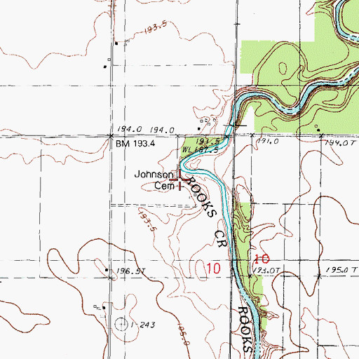 Topographic Map of Johnson Cemetery, IL
