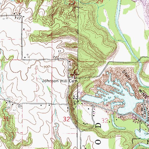 Topographic Map of Johnson Hill Cemetery, IL
