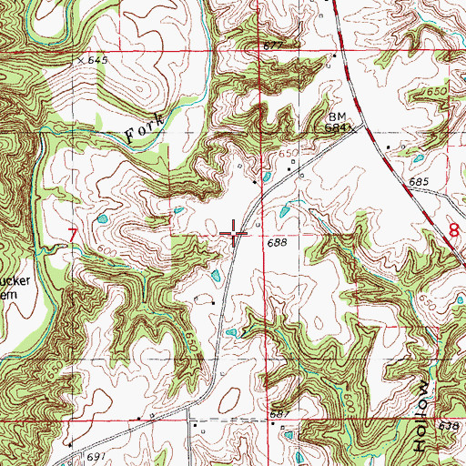 Topographic Map of Johnson School (historical), IL