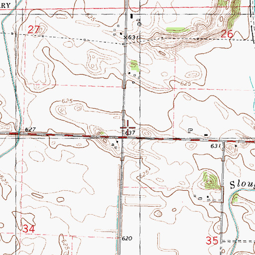 Topographic Map of Johnson School (historical), IL