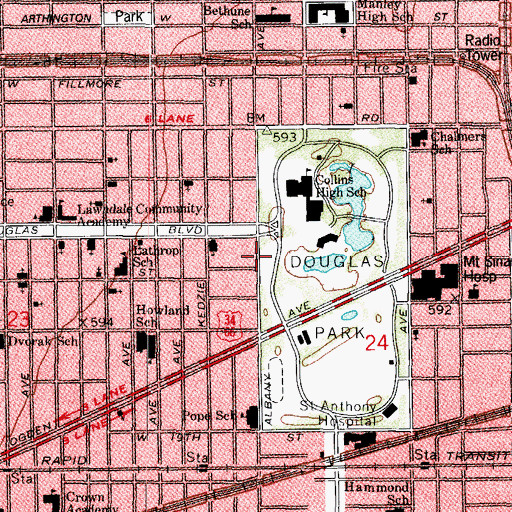 Topographic Map of Johnson Elementary School, IL