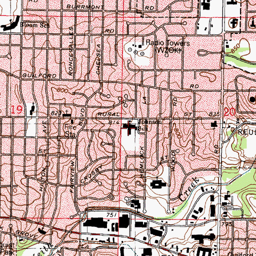 Topographic Map of Johnson Elementary School, IL