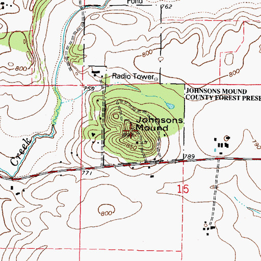 Topographic Map of Johnsons Mound, IL
