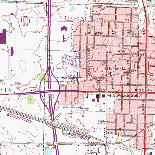 Topographic Map of Joiner School, IL