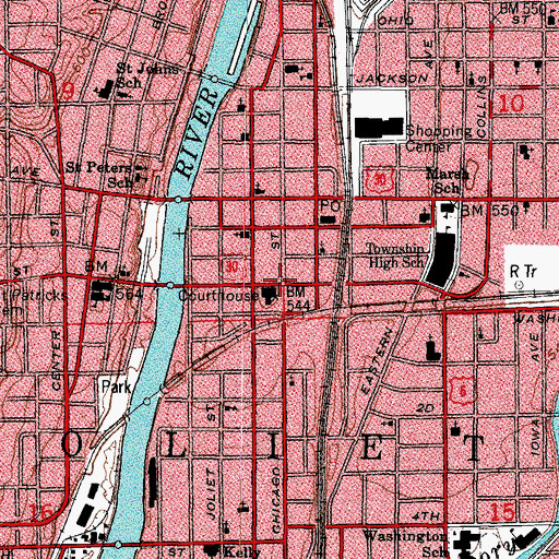 Topographic Map of Joliet, IL