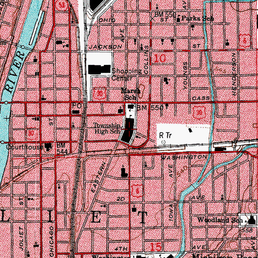 Topographic Map of Joliet Junior College, IL