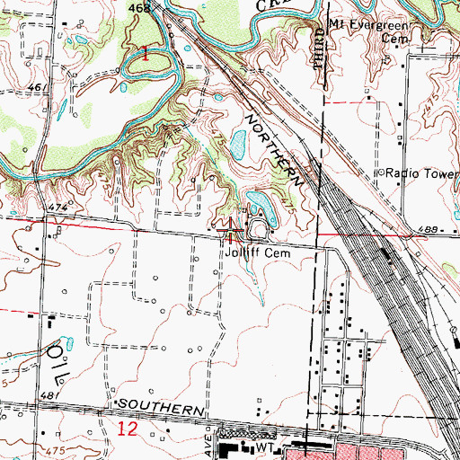Topographic Map of Jolliff Cemetery, IL