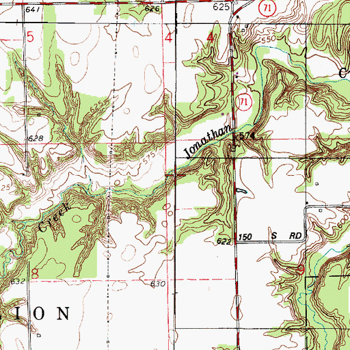 Topographic Map of Jonathan Creek, IL