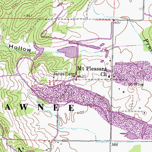 Topographic Map of Jones Cemetery, IL