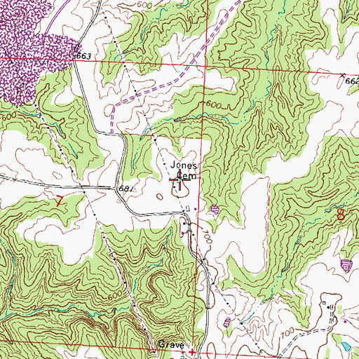 Topographic Map of Jones Cemetery, IL