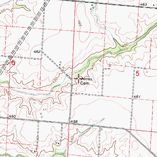Topographic Map of Jones Cemetery, IL