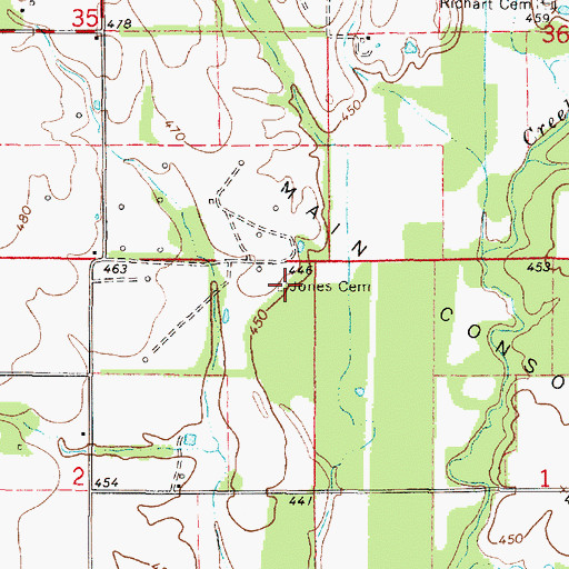 Topographic Map of Jones Cemetery, IL