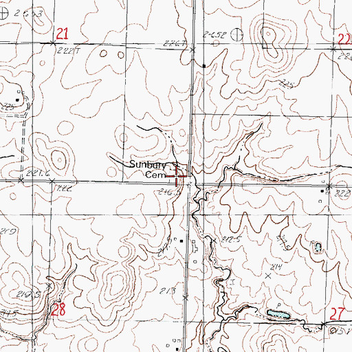 Topographic Map of Sunbury Cemetery, IL