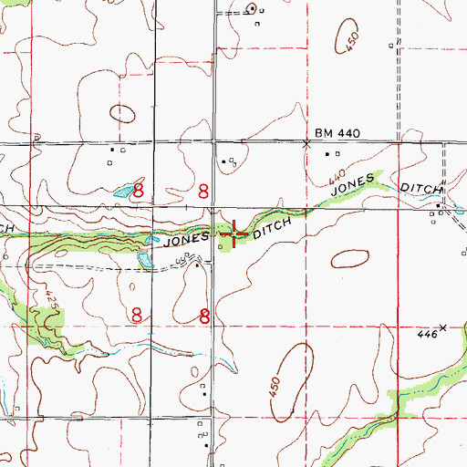 Topographic Map of Jones Ditch, IL