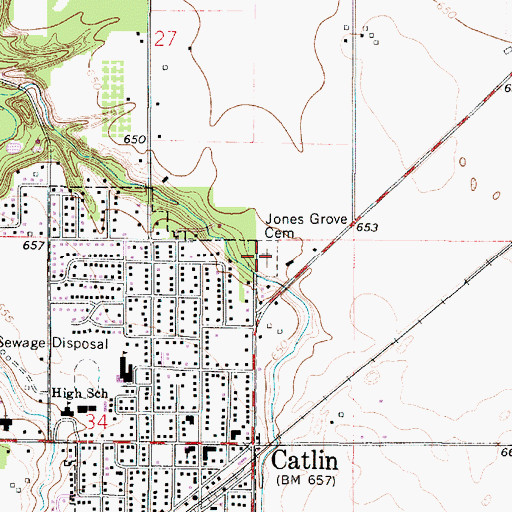 Topographic Map of Jones Grove Cemetery, IL