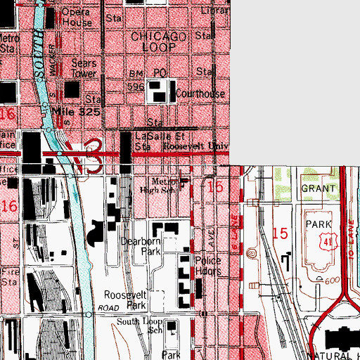 Topographic Map of Jones Metropolitan High School, IL