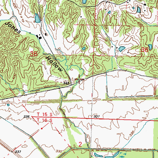 Topographic Map of Jones Hollow, IL