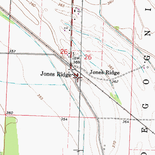 Topographic Map of Jones Ridge, IL
