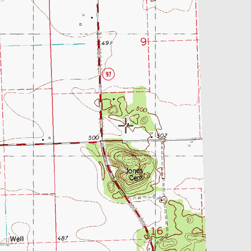 Topographic Map of Jones School (historical), IL