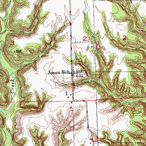 Topographic Map of Jones School (historical), IL