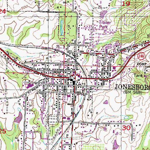Topographic Map of Jonesboro, IL