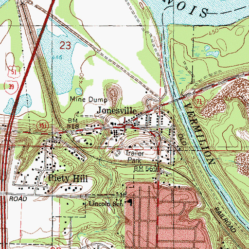 Topographic Map of Jonesville, IL