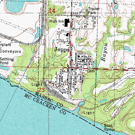 Topographic Map of Joppa, IL
