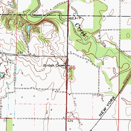 Topographic Map of Jordan Cemetery, IL