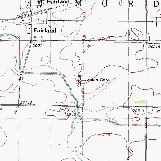 Topographic Map of Jordan Cemetery, IL