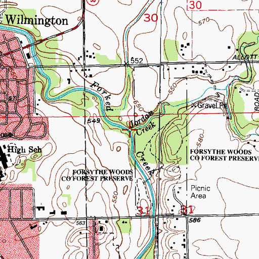 Topographic Map of Jordan Creek, IL