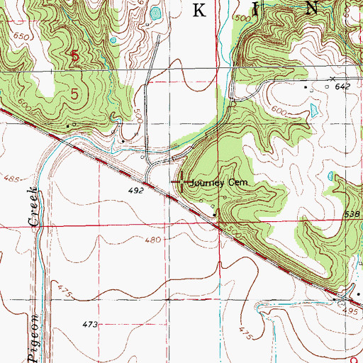 Topographic Map of Journey Cemetery, IL