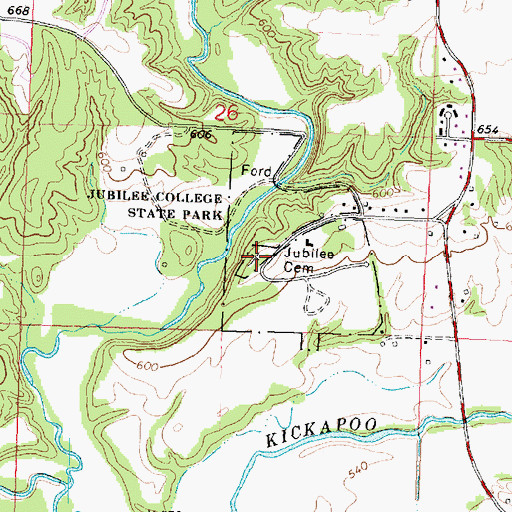 Topographic Map of Jubilee Cemetery, IL