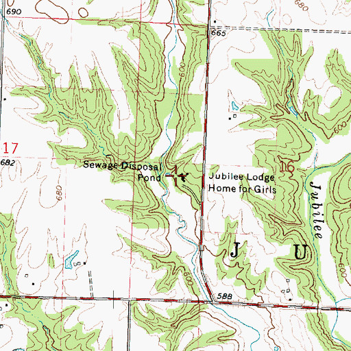 Topographic Map of Jubilee Lodge Home for Girls, IL