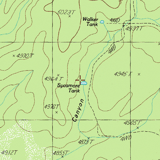Topographic Map of Sycamore Tank, AZ