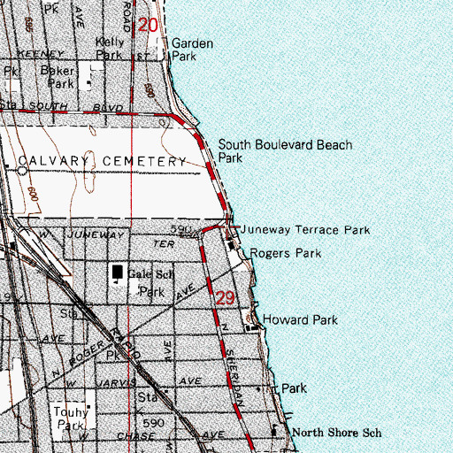 Topographic Map of Juneway Terrace Park, IL