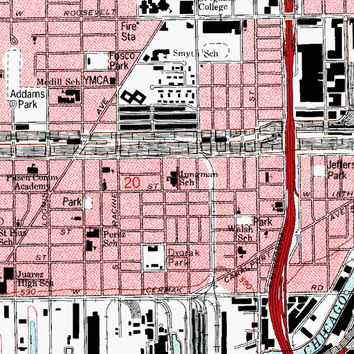 Topographic Map of Jungman Elementary School, IL