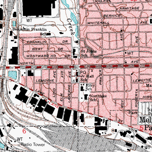 Topographic Map of Junior Hall School, IL