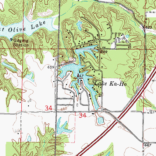 Topographic Map of Lake Ka-Ho, IL