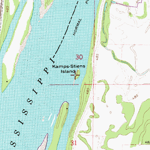 Topographic Map of Kamps-Stiens Island, IL