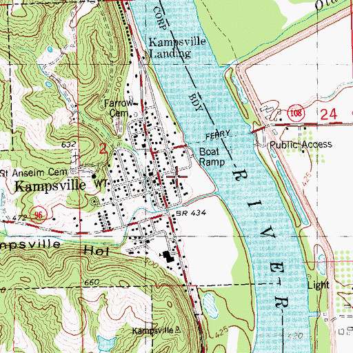 Topographic Map of Kampsville, IL