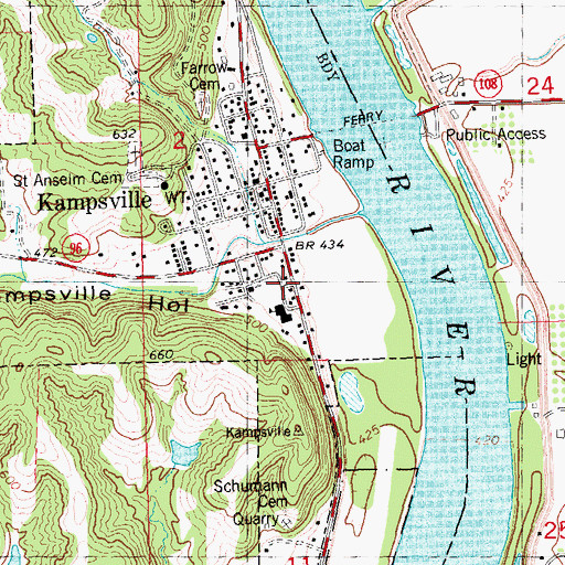 Topographic Map of Kampsville Hollow, IL