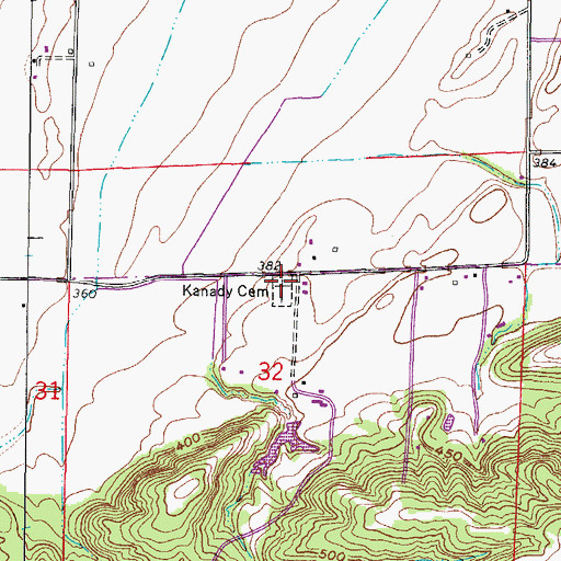 Topographic Map of Kanady Cemetery, IL
